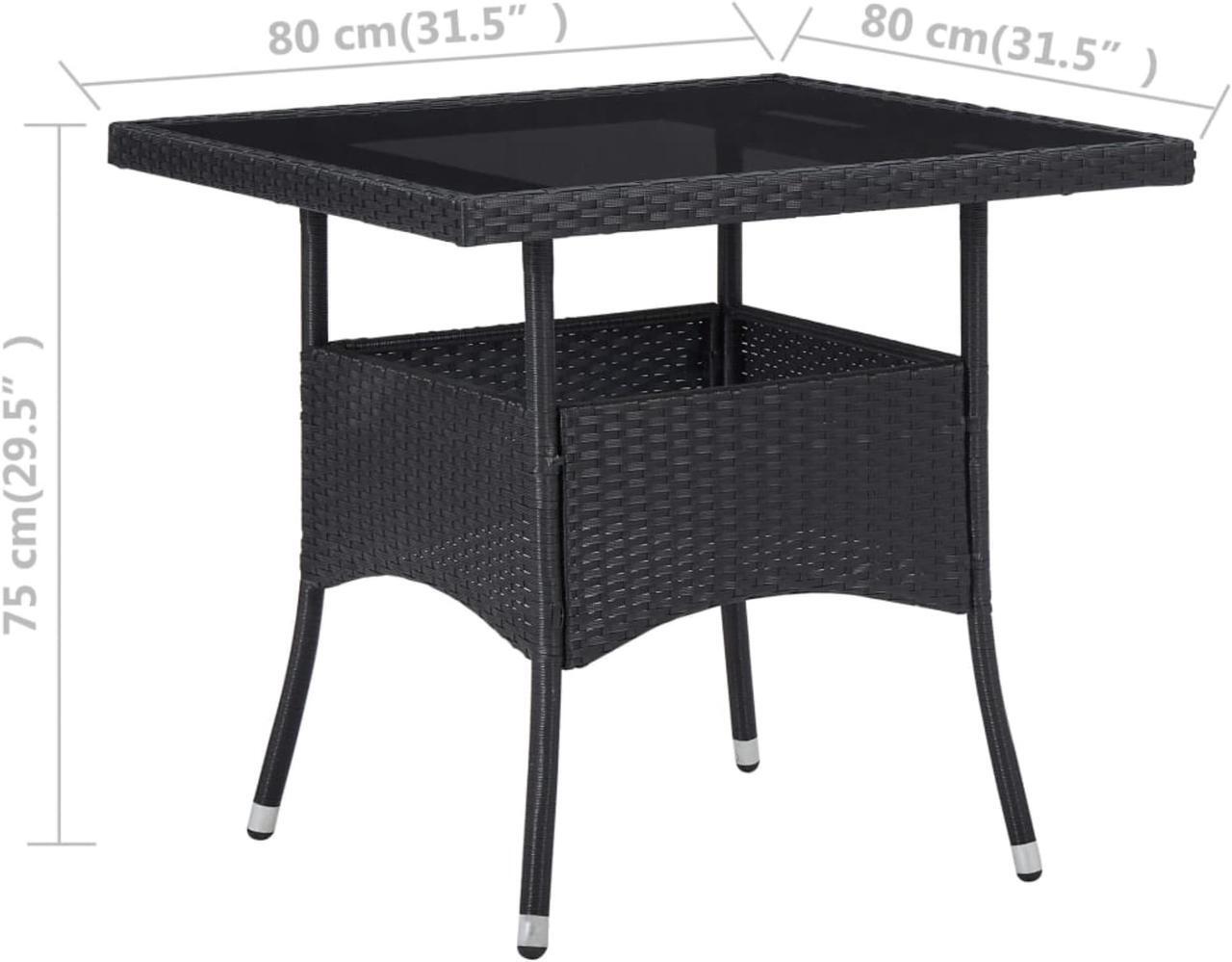 Alt view image 8 of 10 - vidaXL Outdoor Dining Table Garden Patio Table with Glass Top PE Rattan Black