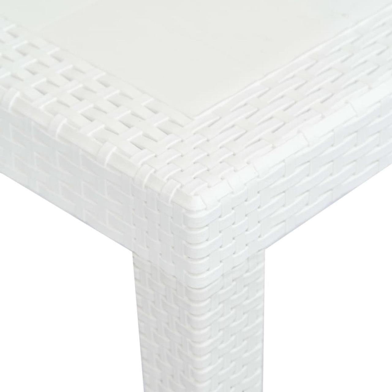 Alt view image 7 of 11 - vidaXL Patio Table White 59" Plastic Rattan Look Garden Table Camping Table