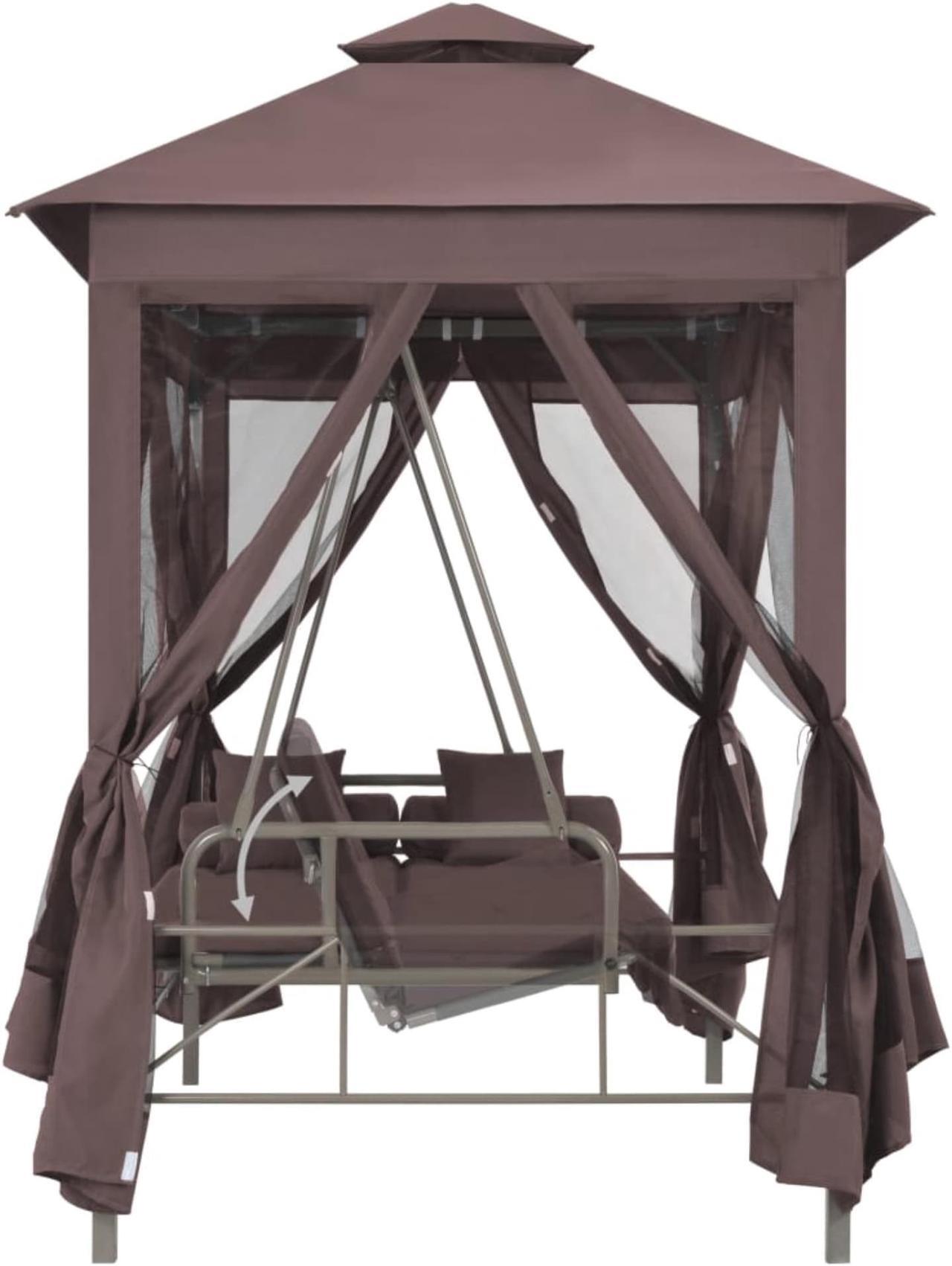 vidaXL Gazebo Convertible Swing Bench Coffee - Newegg.com