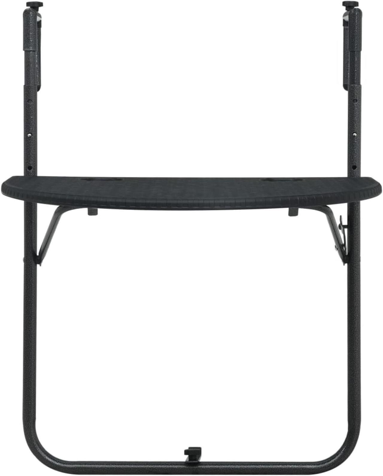 Alt view image 9 of 11 - vidaXL Balcony Table Folding Outdoor Table Patio Railing Table Plastic Black