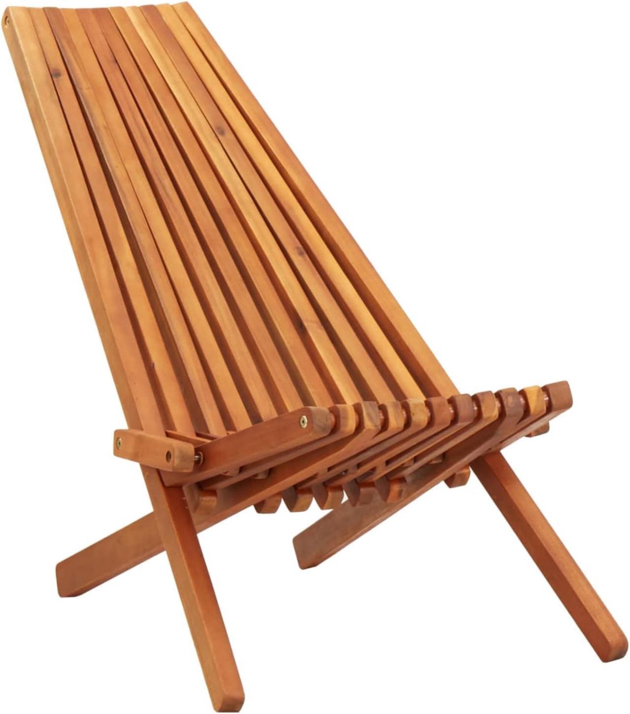 Alt view image 8 of 12 - vidaXL Solid Acacia Wood Folding Patio Lounge Chair Modern Garden Deck Chair