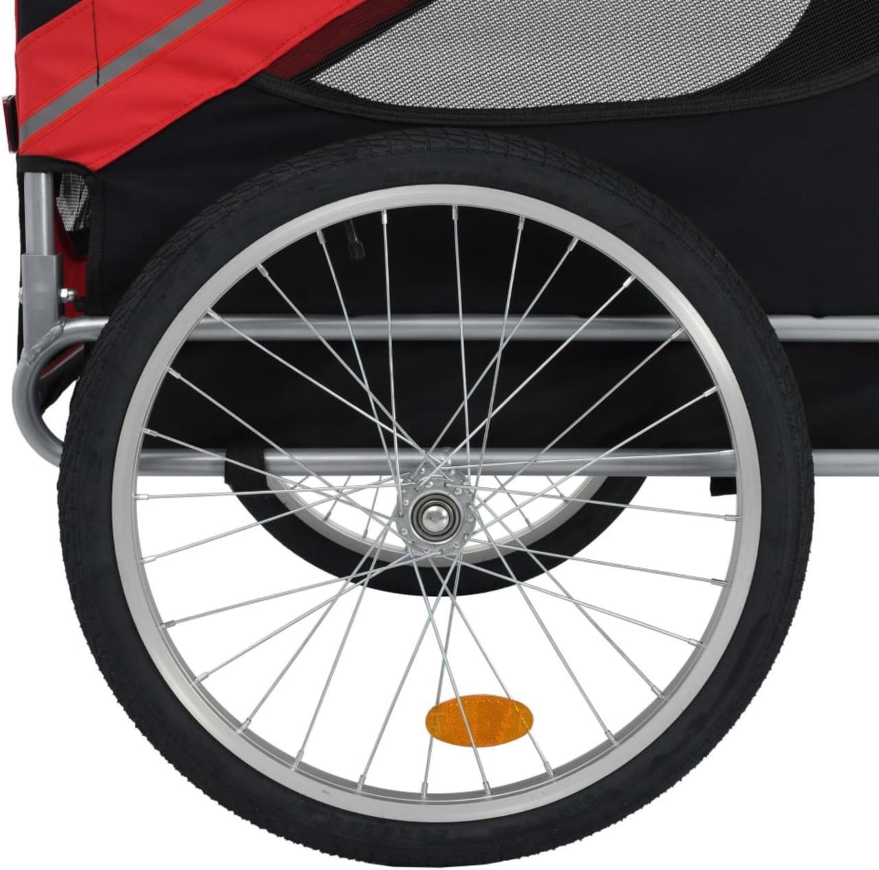 Alt view image 9 of 10 - vidaXL Pet Bike Trailer Foldable Dog Bicycle Carrier Dog Buggy Red and Black