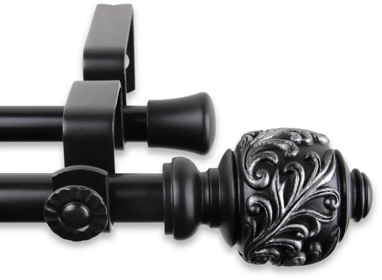 Main image of Ivana Double Curtain Rod 5/8 inch 48-84 Inch - Black