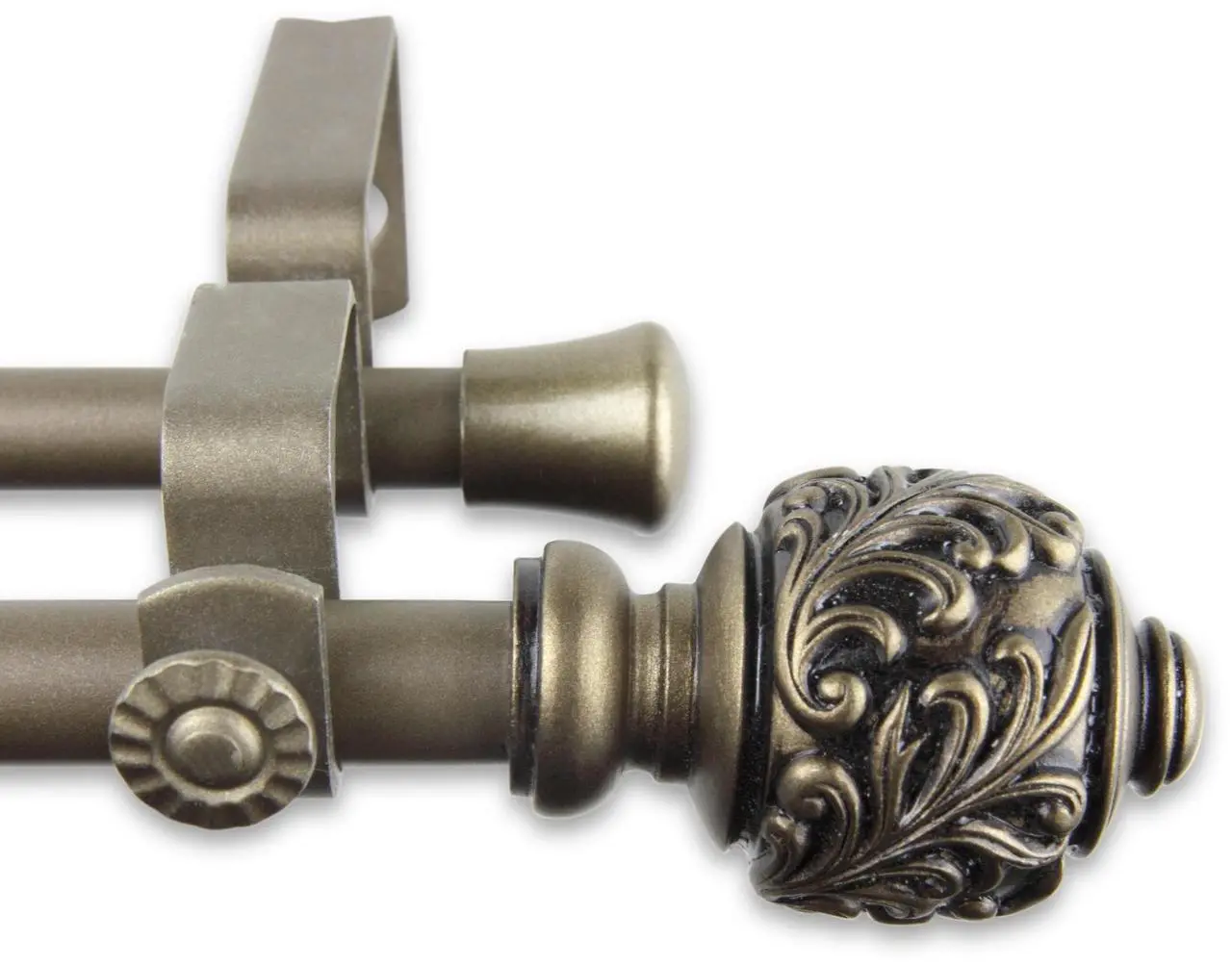Main image of Ivana Double Curtain Rod 5/8 inch 28-48 Inch - Antique Gold