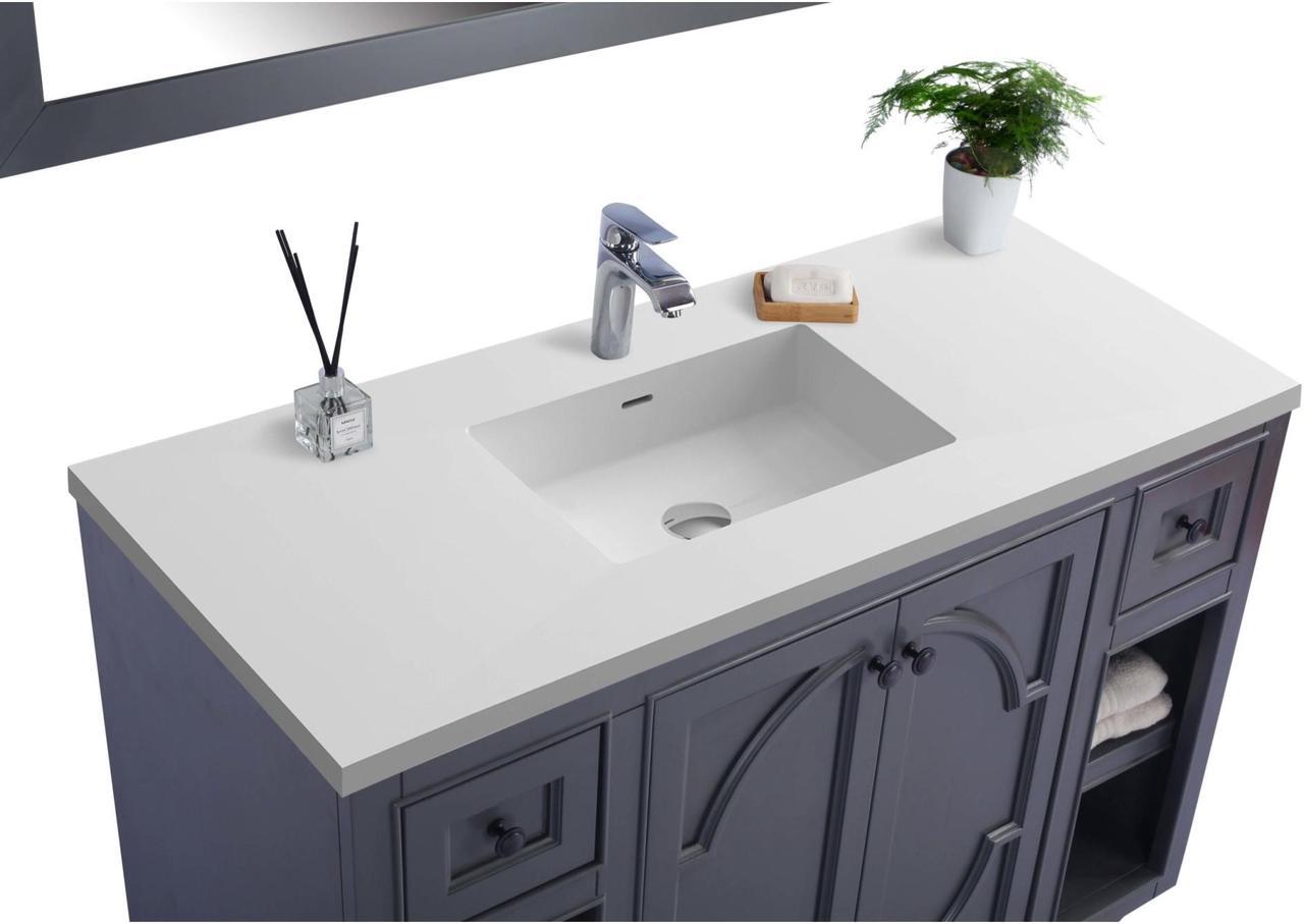 Alt view image 2 of 10 - Odyssey - 48 - Maple Grey Cabinet + Matte White VIVA Stone Solid Surface Countertop