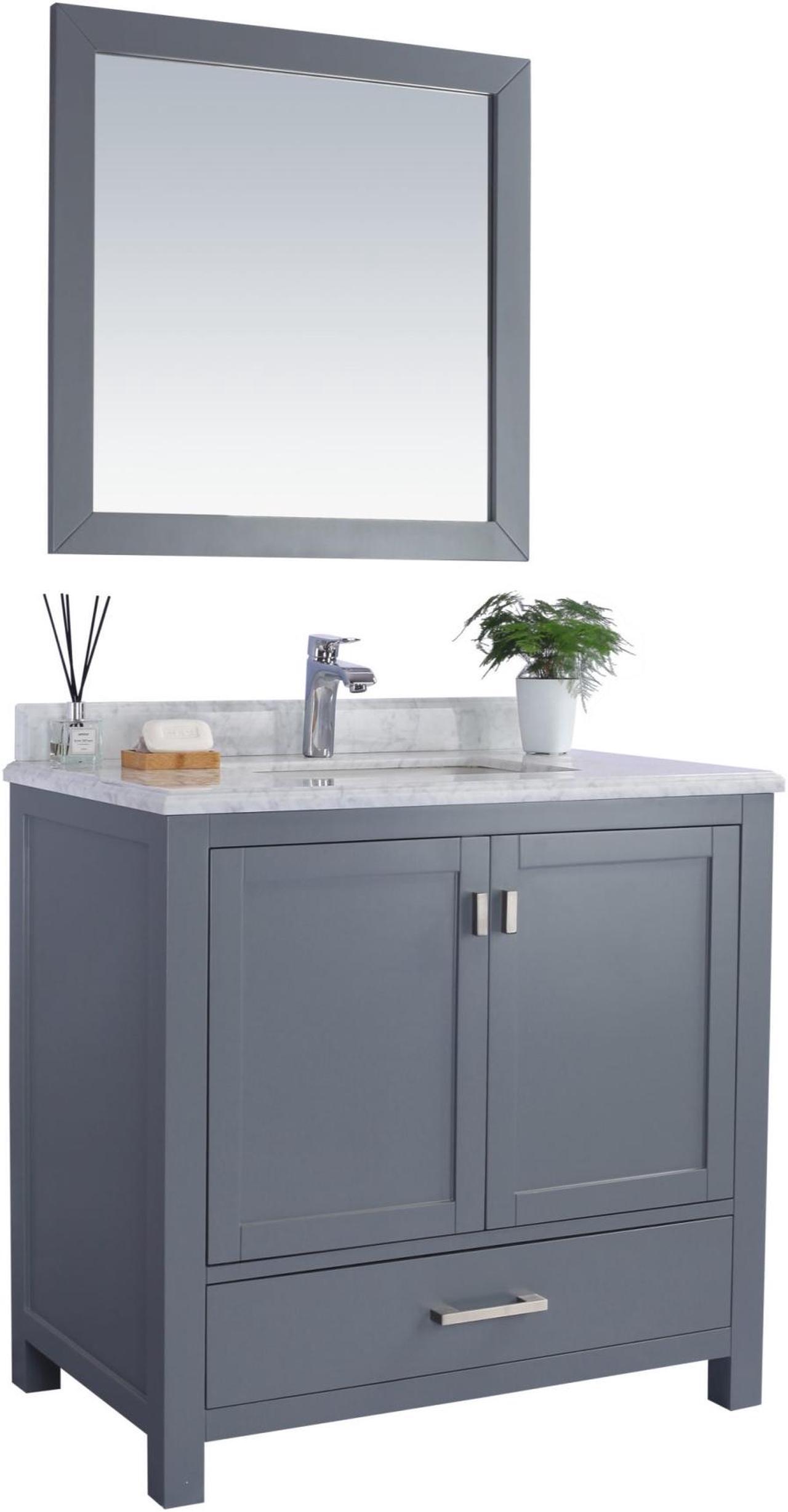 Alt view image 2 of 10 - Wilson 36 - Grey Cabinet + White Carrara Marble Countertop