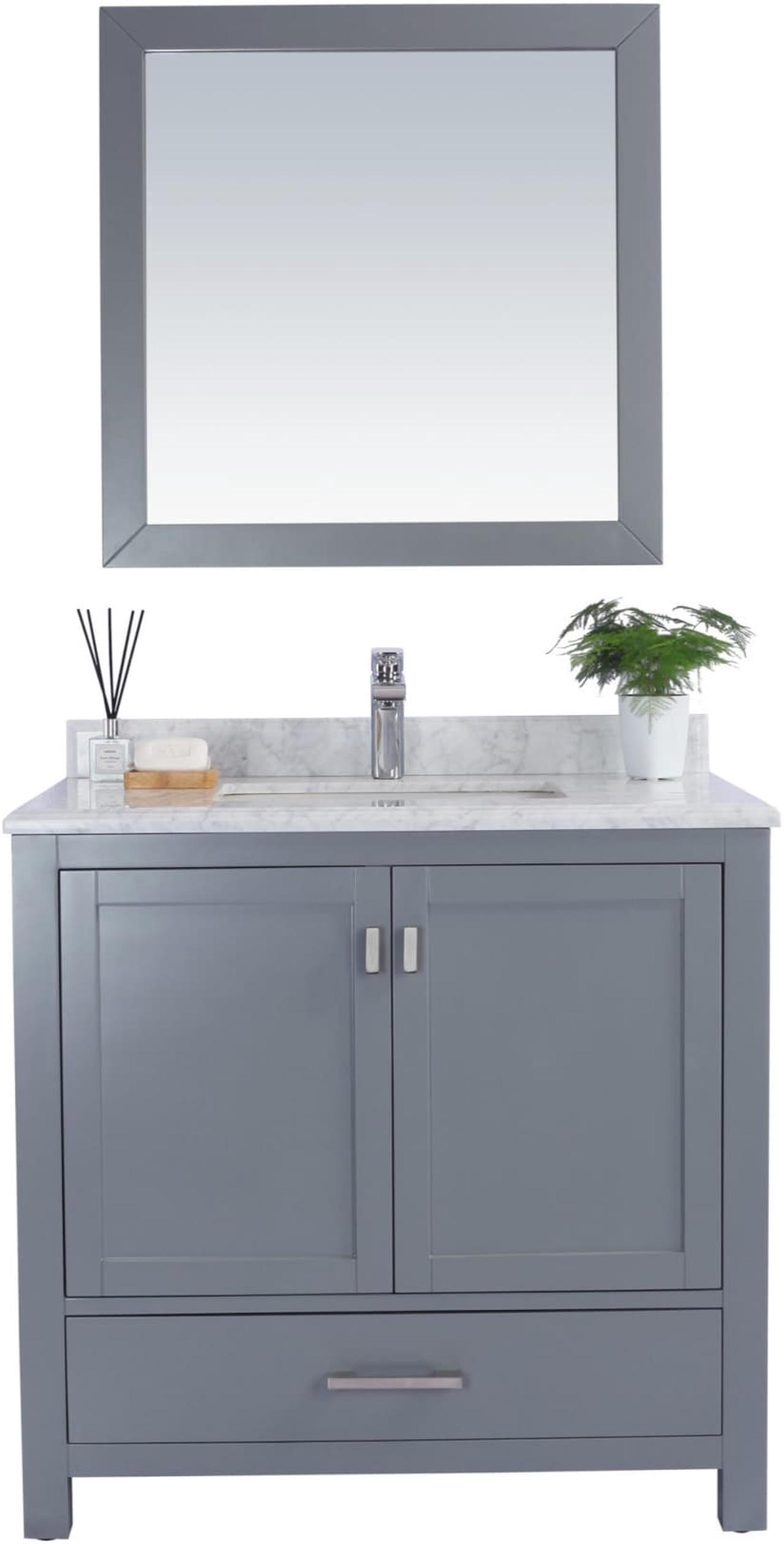 Main image of Wilson 36 - Grey Cabinet + White Carrara Marble Countertop