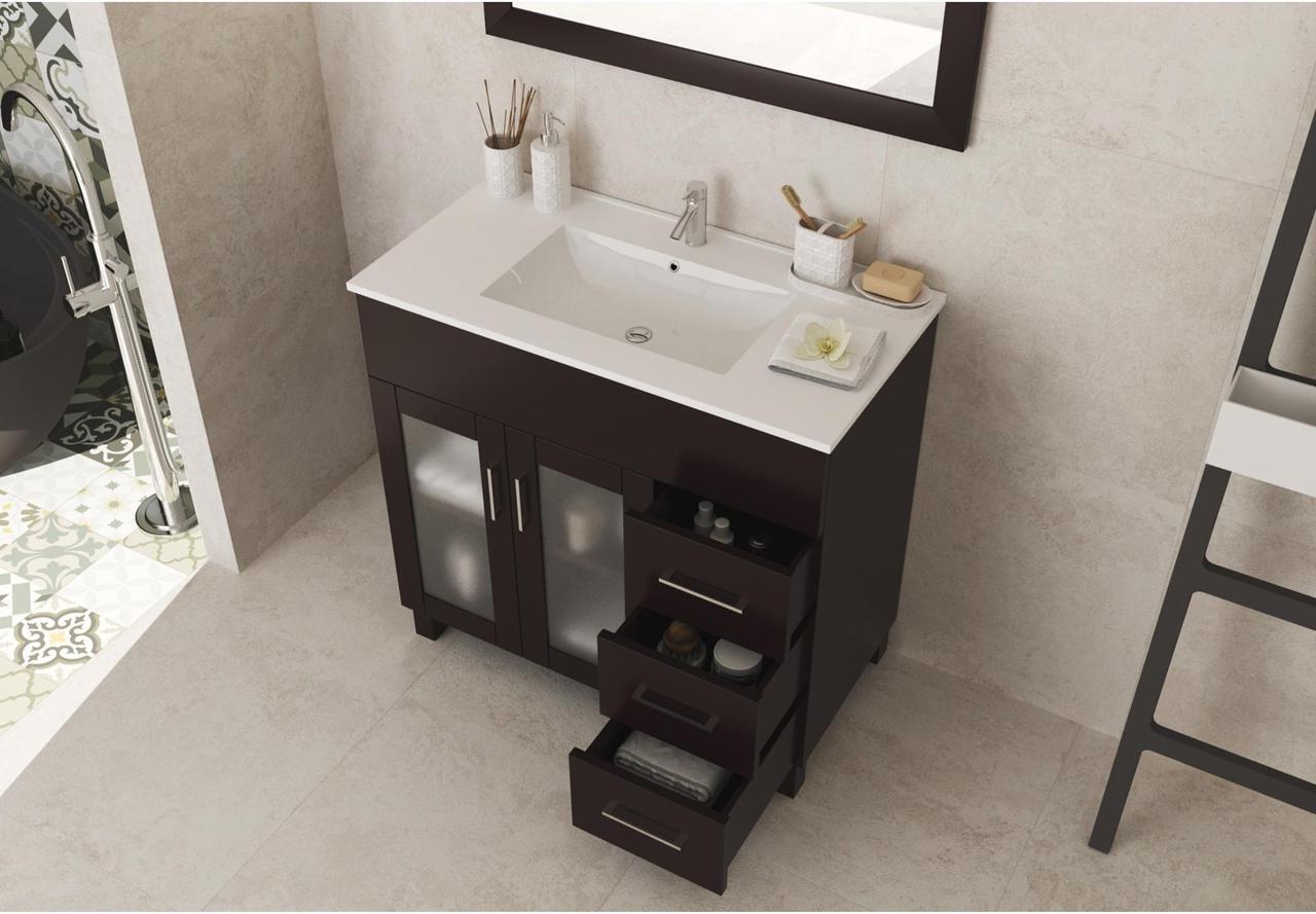 Alt view image 3 of 7 - Nova 36 - Brown Cabinet + Ceramic Basin Countertop