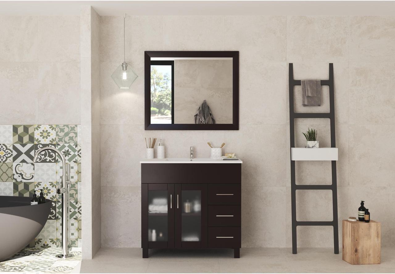 Main image of Nova 36 - Brown Cabinet + Ceramic Basin Countertop