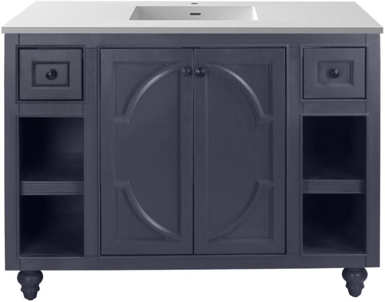 Main image of Odyssey - 48 - Maple Grey Cabinet + Matte White VIVA Stone Solid Surface Countertop