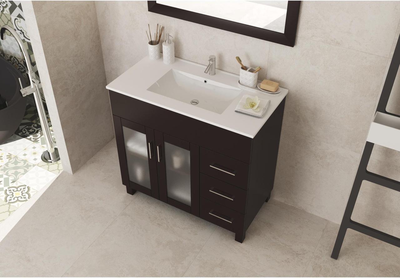 Alt view image 2 of 7 - Nova 36 - Brown Cabinet + Ceramic Basin Countertop