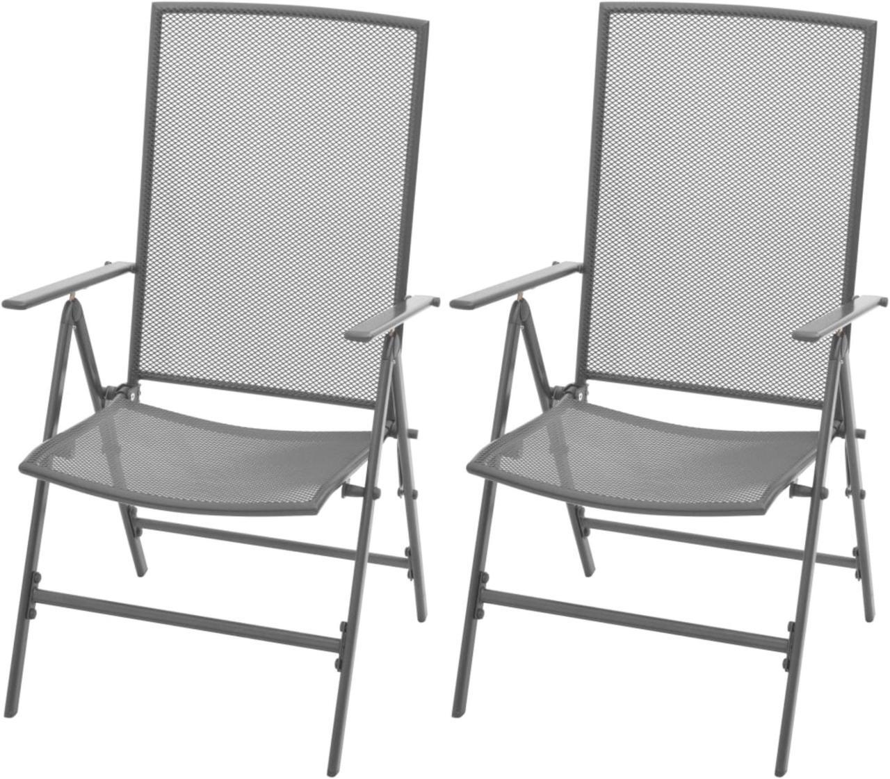 Main image of vidaXL Stackable Patio Chairs 2 Pcs Stack Chair with Metal Frame Steel Gray