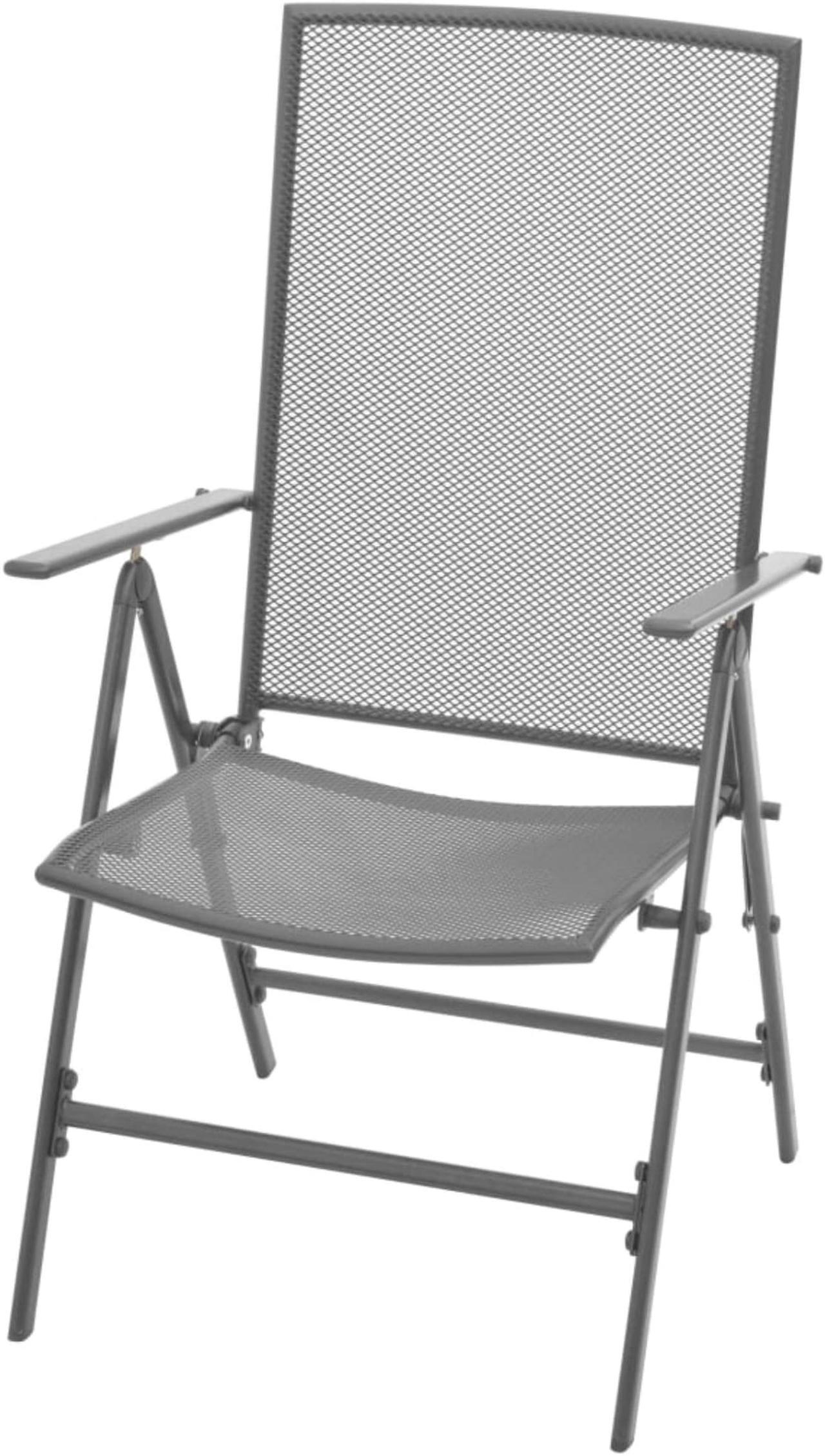 Alt view image 3 of 16 - vidaXL Stackable Patio Chairs 2 Pcs Stack Chair with Metal Frame Steel Gray