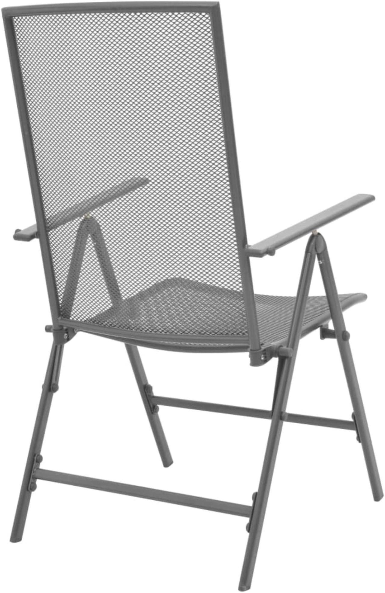 Alt view image 4 of 16 - vidaXL Stackable Patio Chairs 2 Pcs Stack Chair with Metal Frame Steel Gray
