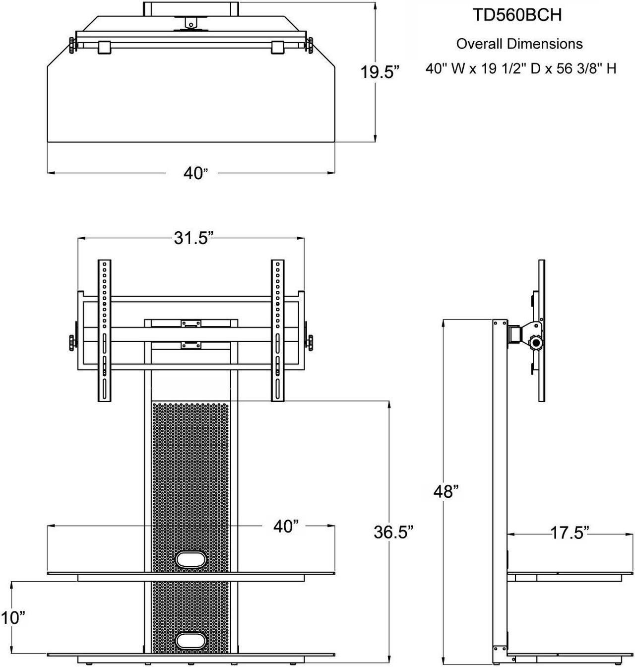 Alt view image 5 of 6 - Flat panel TV mounting system w/ 2 AV shelves for up to 80" plasma or LCD/LED TVs