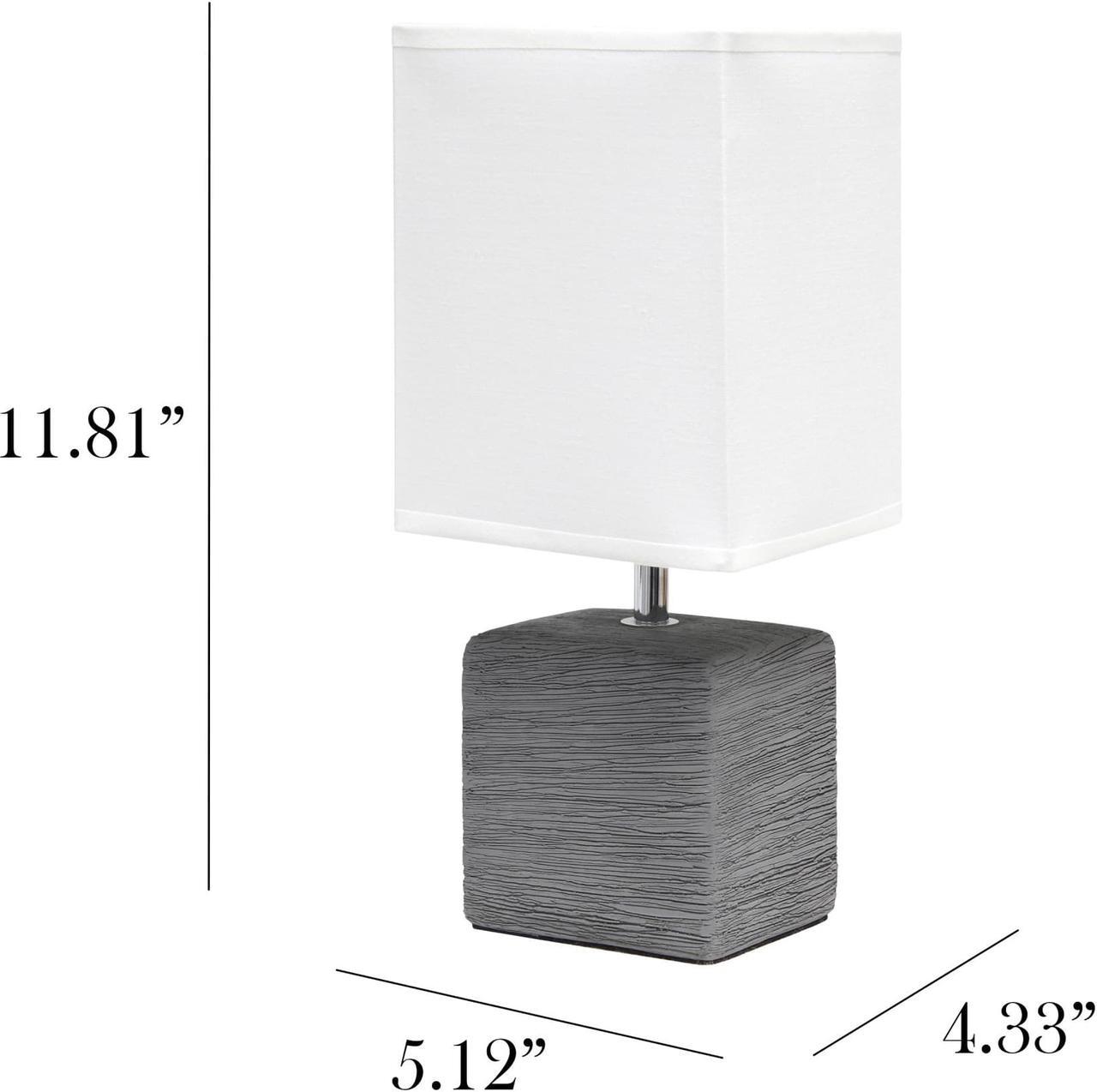 Alt view image 3 of 13 - Simple Designs Petite Faux Stone Table Lamp with Fabric Shade, Gray with White Shade