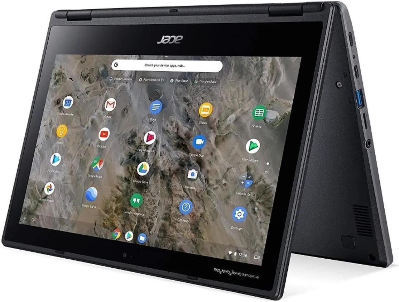 Alt view image 10 of 14 - Acer Chromebook Spin 311 R721T-62ZQ 11.6" Touchscreen 2 in 1 Chromebook - 1366 x 768 - A-Series A6-9220C - 4 GB RAM - 32 GB Flash Memory - Shale Black - Chrome OS - AMD Radeon R5 Graphics - In-pl