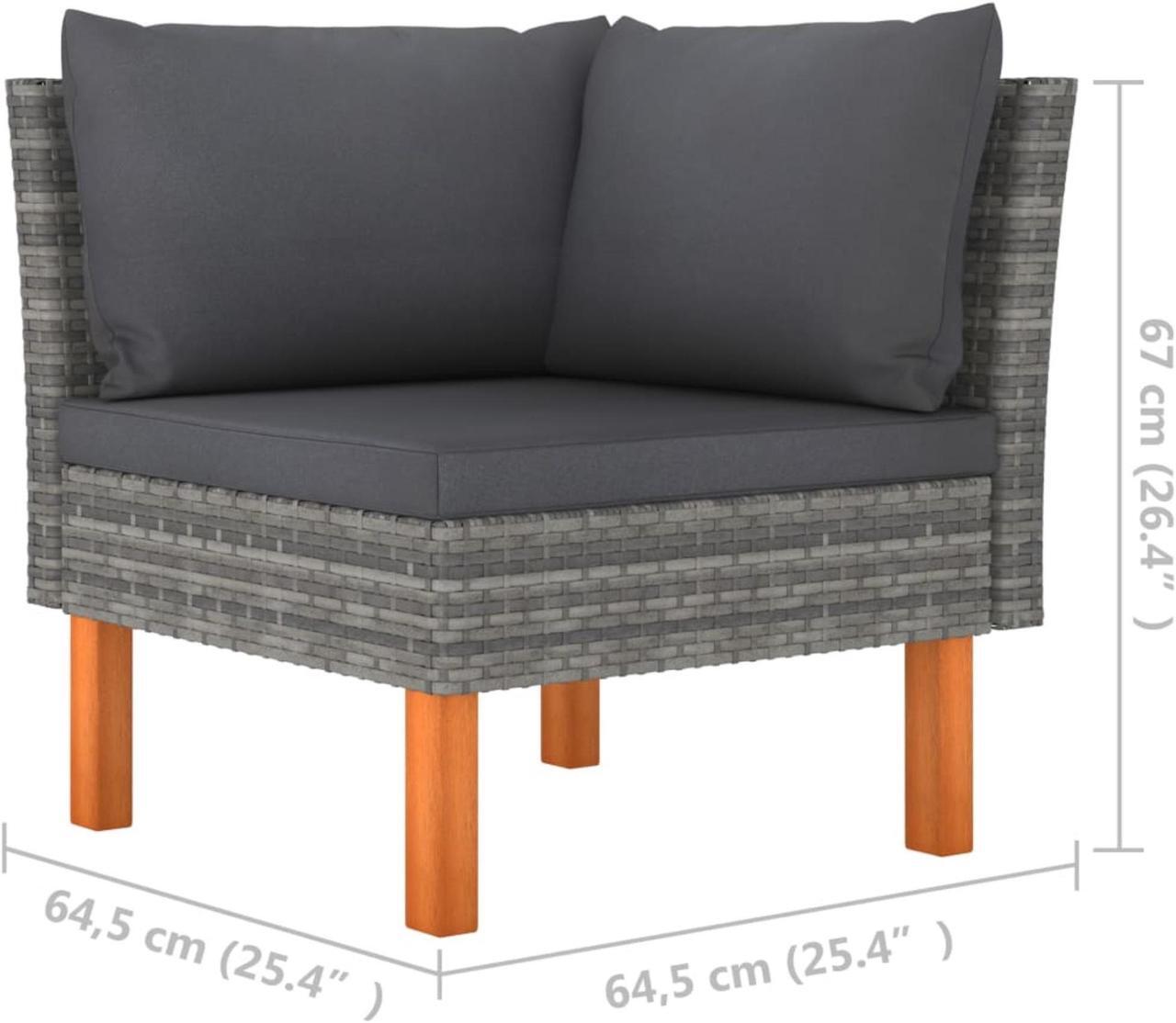 Alt view image 11 of 13 - vidaXL Corner Sofa Sectional Sofa with Cushions for Garden Solid Wood PE Rattan