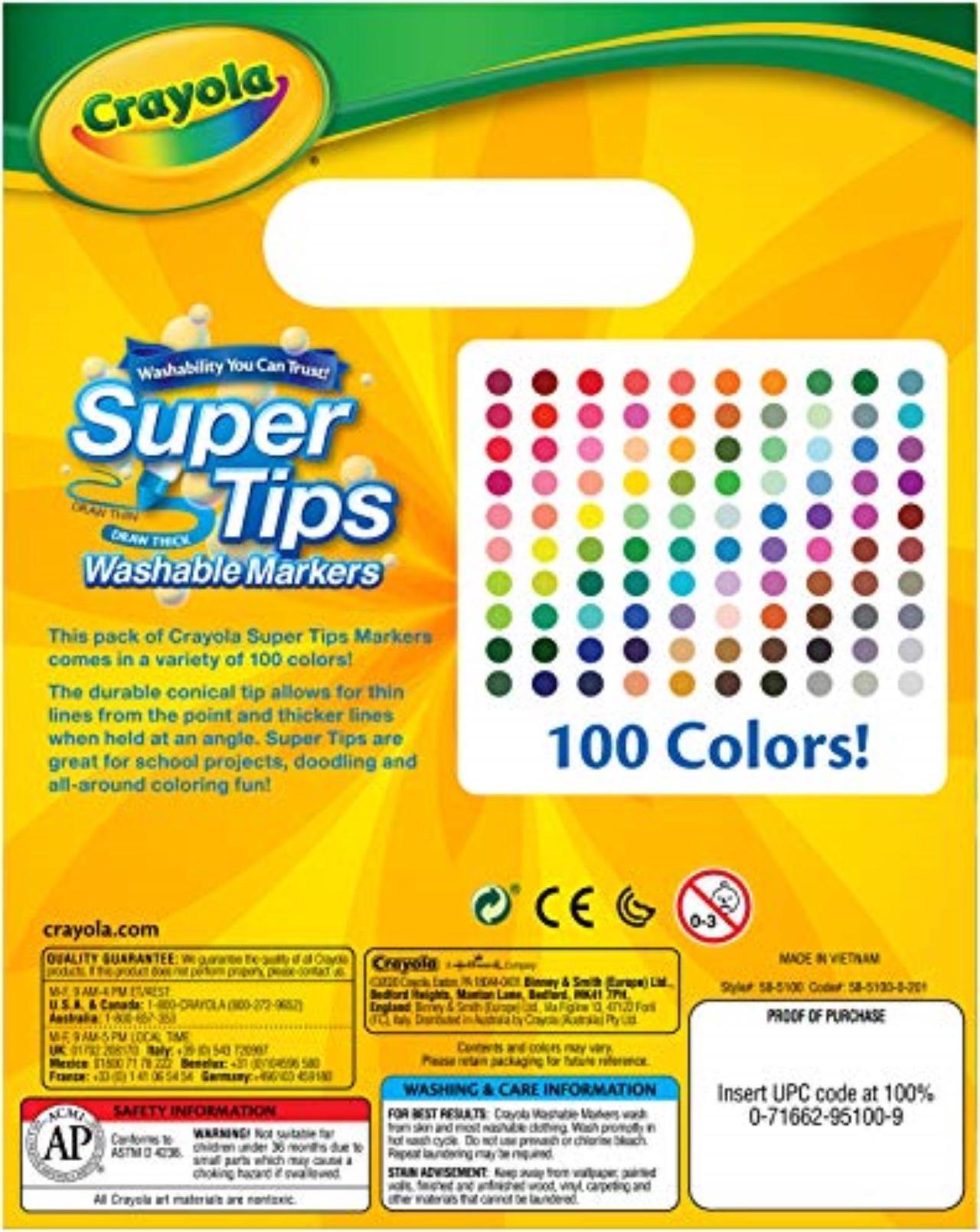 Alt view image 9 of 16 - Crayola Markers Super Tips Washable 100/ST Assorted 585100
