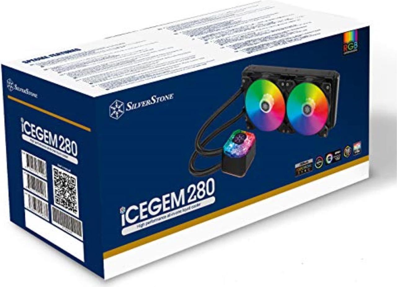 Alt view image 2 of 7 - Silverstone IceGem 280, 280mm high-performance ARGB AIO liquid cooler with 2 x 140mm ARGB fans
