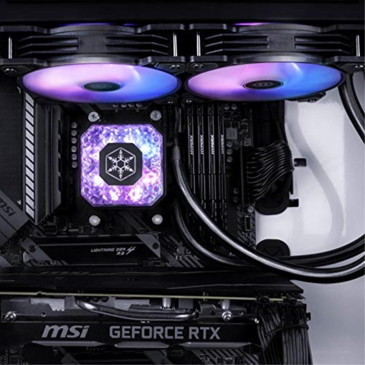 Alt view image 6 of 7 - Silverstone IceGem 280, 280mm high-performance ARGB AIO liquid cooler with 2 x 140mm ARGB fans