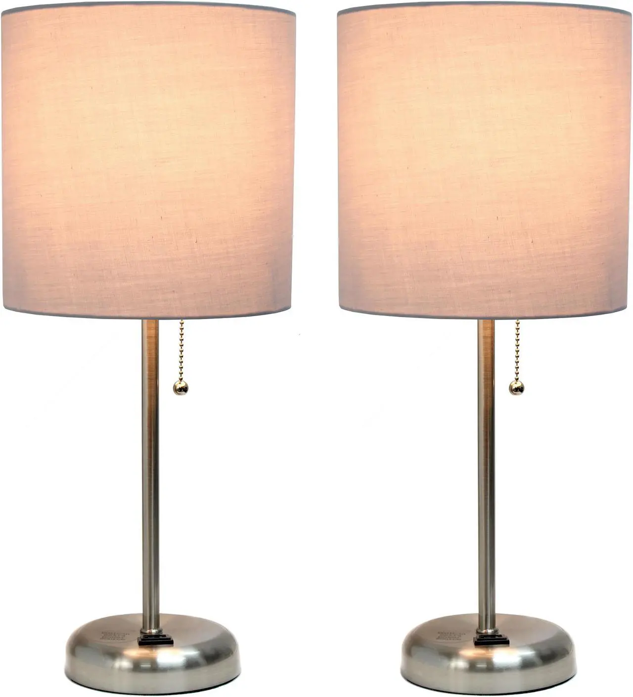 Alt view image 2 of 16 - LimeLights Stick Lamp with Charging Outlet and Fabric Shade Two Pack Set