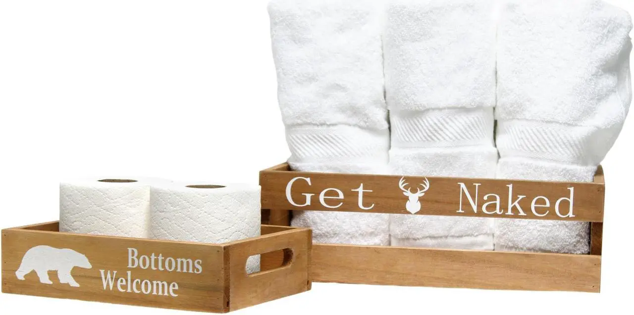 Alt view image 16 of 20 - Elegant Designs Three Piece Decorative Wood Bathroom Set, Small, Cabin/Lodge/Rustic  (1 Towel Holder, 1 Frame, 1 Toilet Paper Holder)