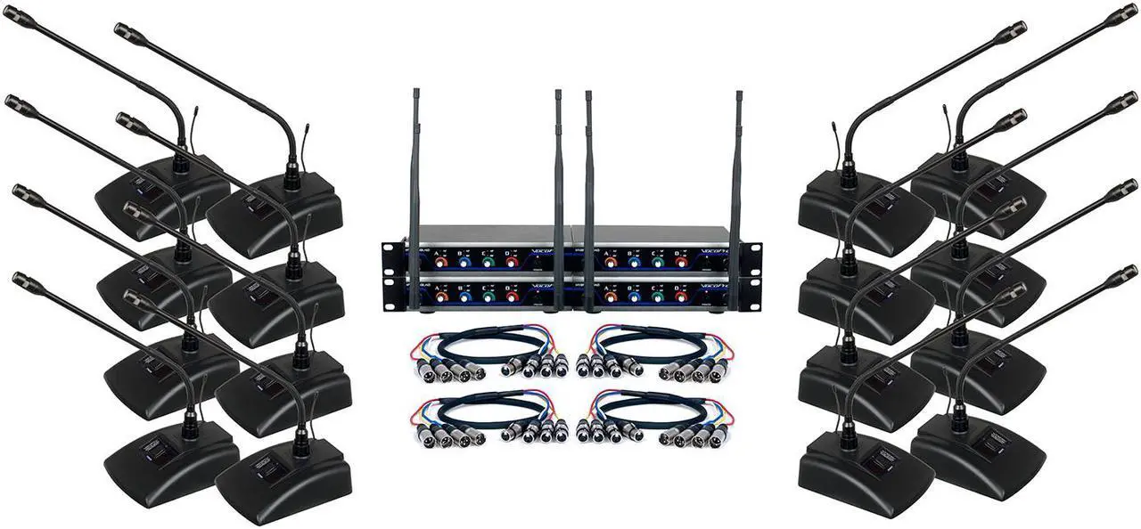 Alt view image 5 of 6 - VocoPro Digital-Conference-12 Sixteen Channel UHF Wireless Conference Microphone System