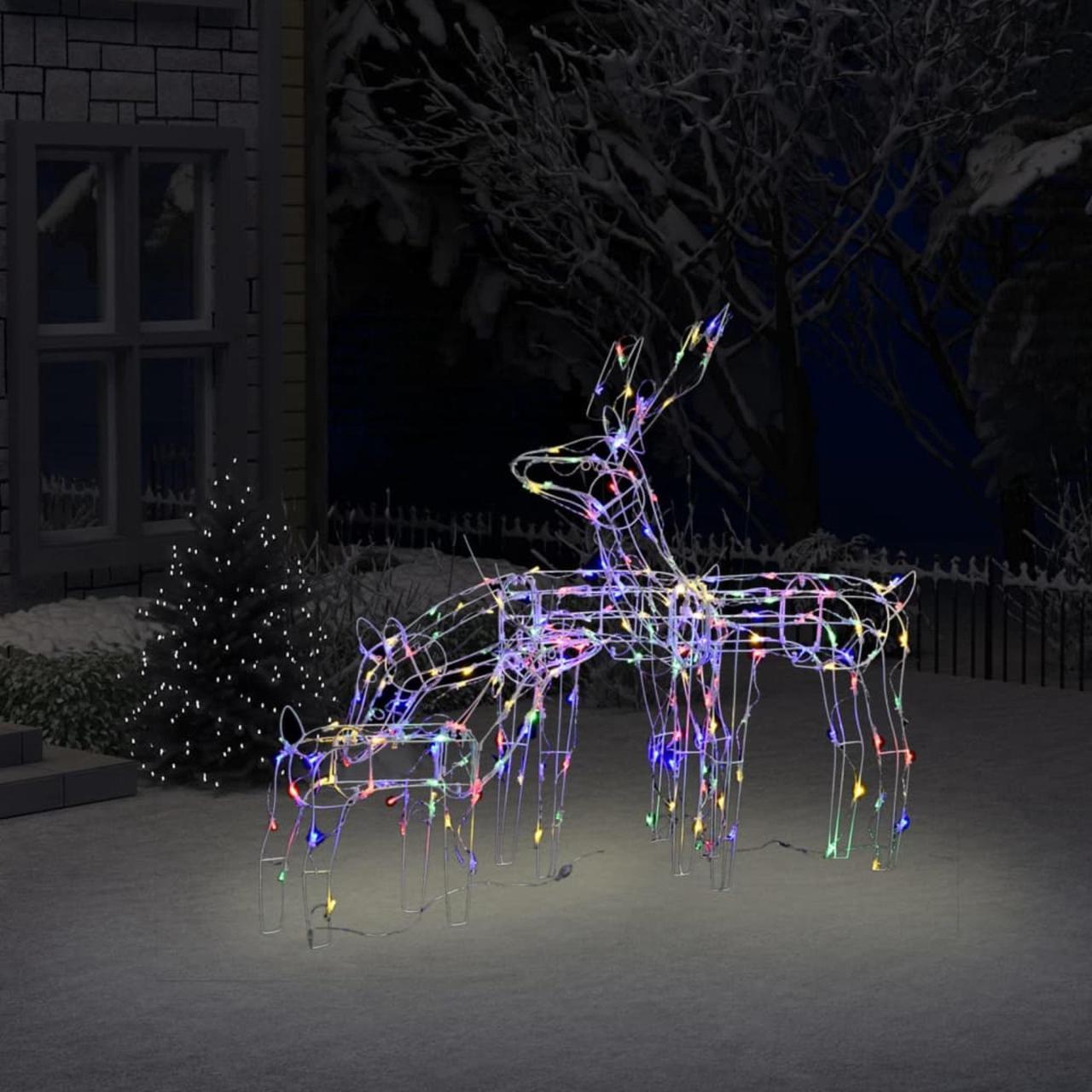 Alt view image 8 of 13 - vidaXL Christmas Reindeers 3 Pcs Christmas Lighting Decoration Multicolor