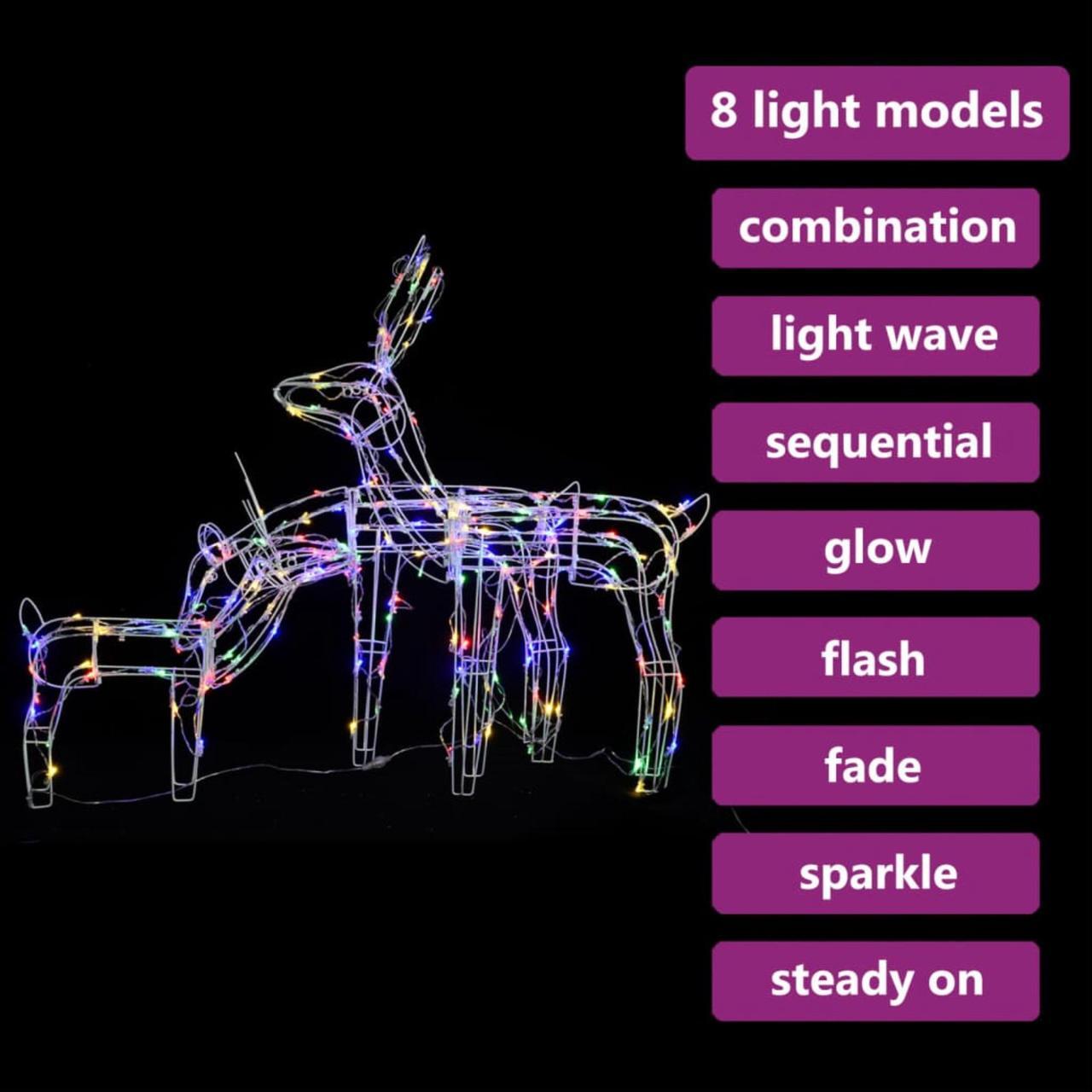 Alt view image 11 of 13 - vidaXL Christmas Reindeers 3 Pcs Christmas Lighting Decoration Multicolor