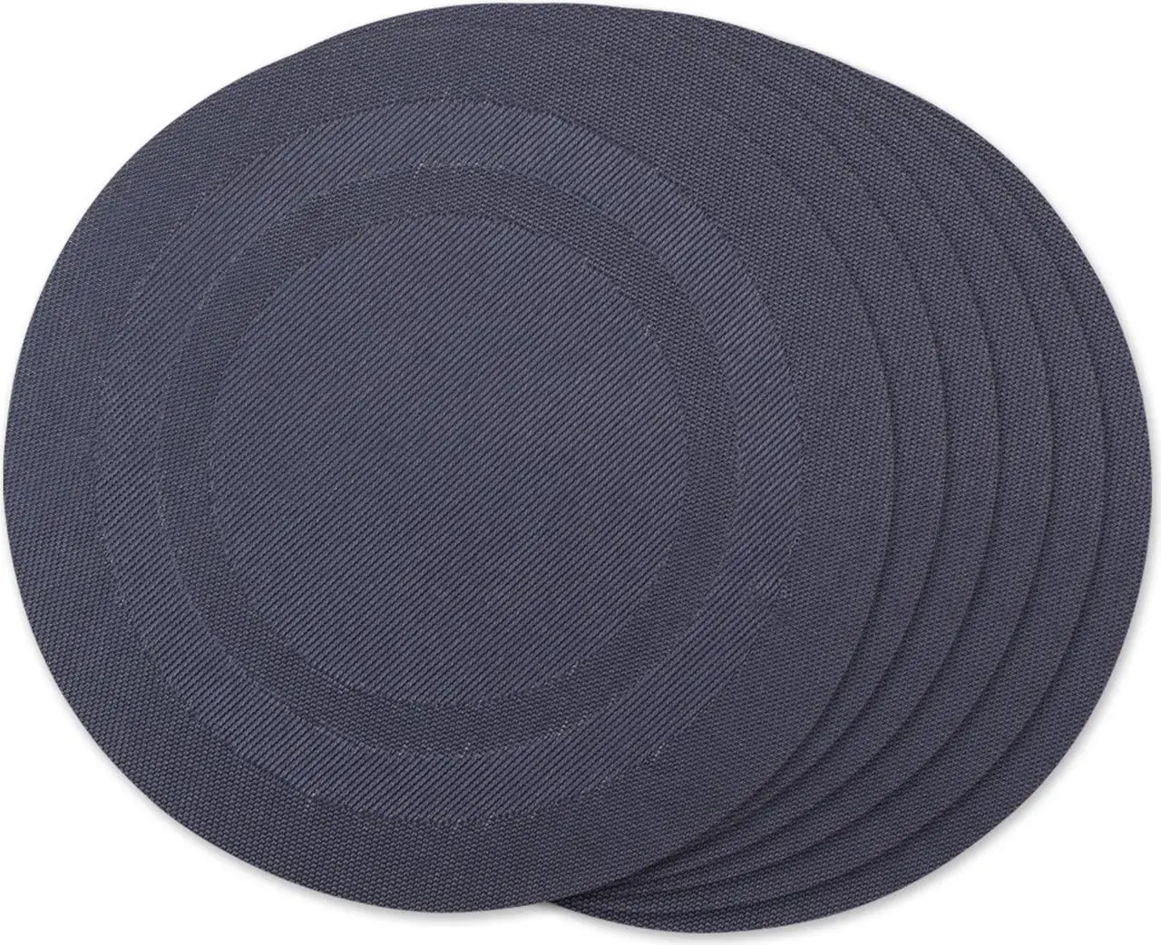 Main image of DII Stonewash Blue Round PVC Doubleframe Placemat 6 Piece