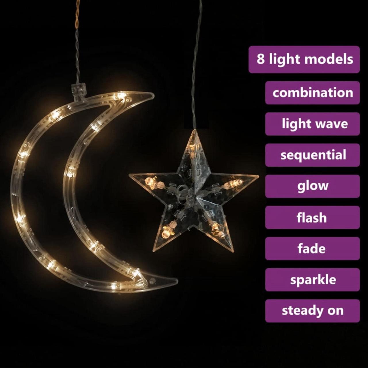Alt view image 4 of 17 - vidaXL Fairy Lights Hanging Star and Moon Lights with 138 LEDs Warm White