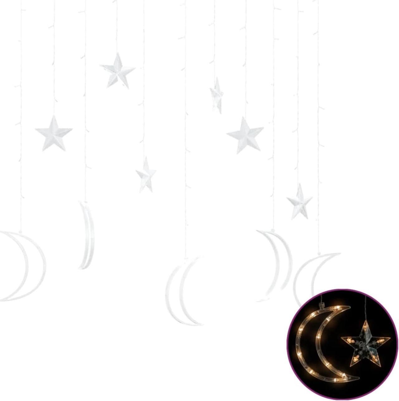 Alt view image 2 of 17 - vidaXL Fairy Lights Hanging Star and Moon Lights with 138 LEDs Warm White