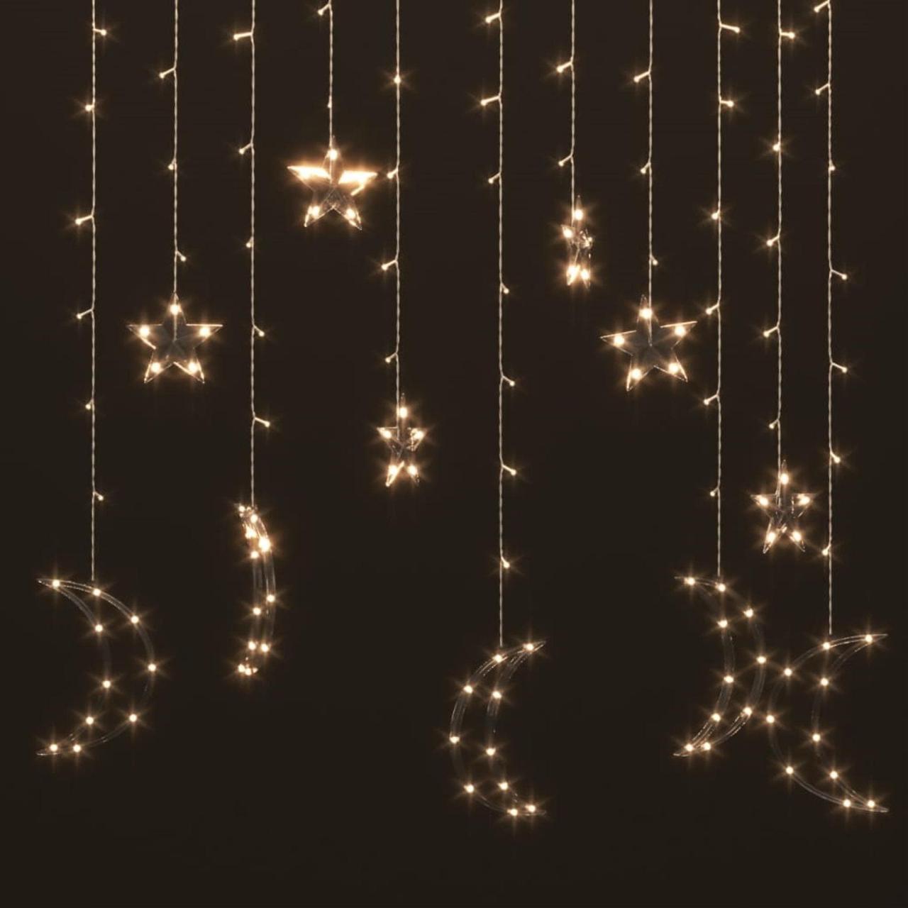 Alt view image 3 of 17 - vidaXL Fairy Lights Hanging Star and Moon Lights with 138 LEDs Warm White