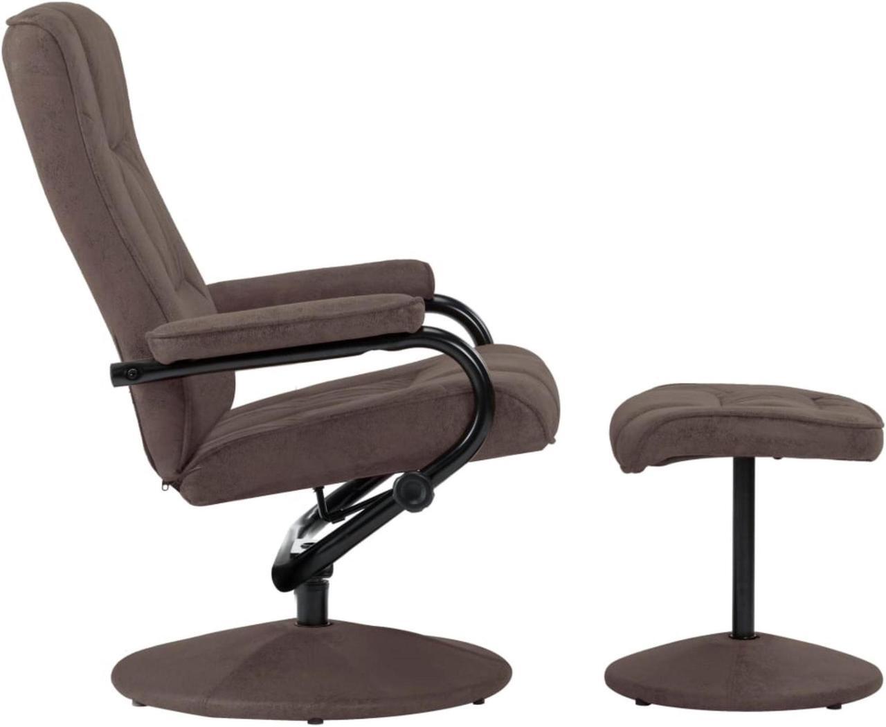 Alt view image 7 of 15 - vidaXL Recliner Swivel Recliner Armchair with Footrest Brown Faux Suede Leather