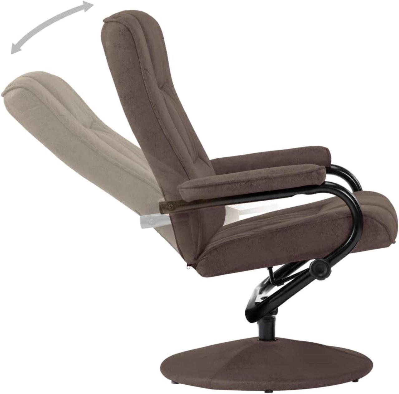 Alt view image 8 of 15 - vidaXL Recliner Swivel Recliner Armchair with Footrest Brown Faux Suede Leather