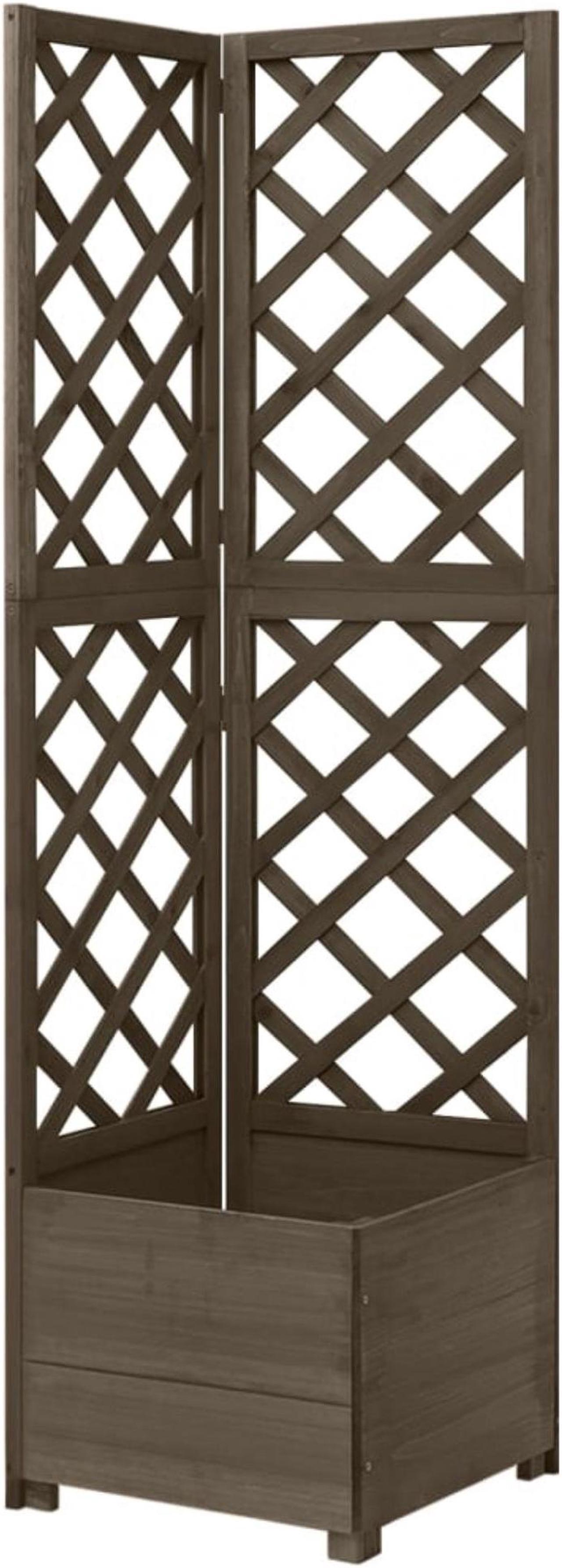 Main image of vidaXL Corner Trellis Planter Gray 15.7"x15.7"x59" Solid Fir Wood