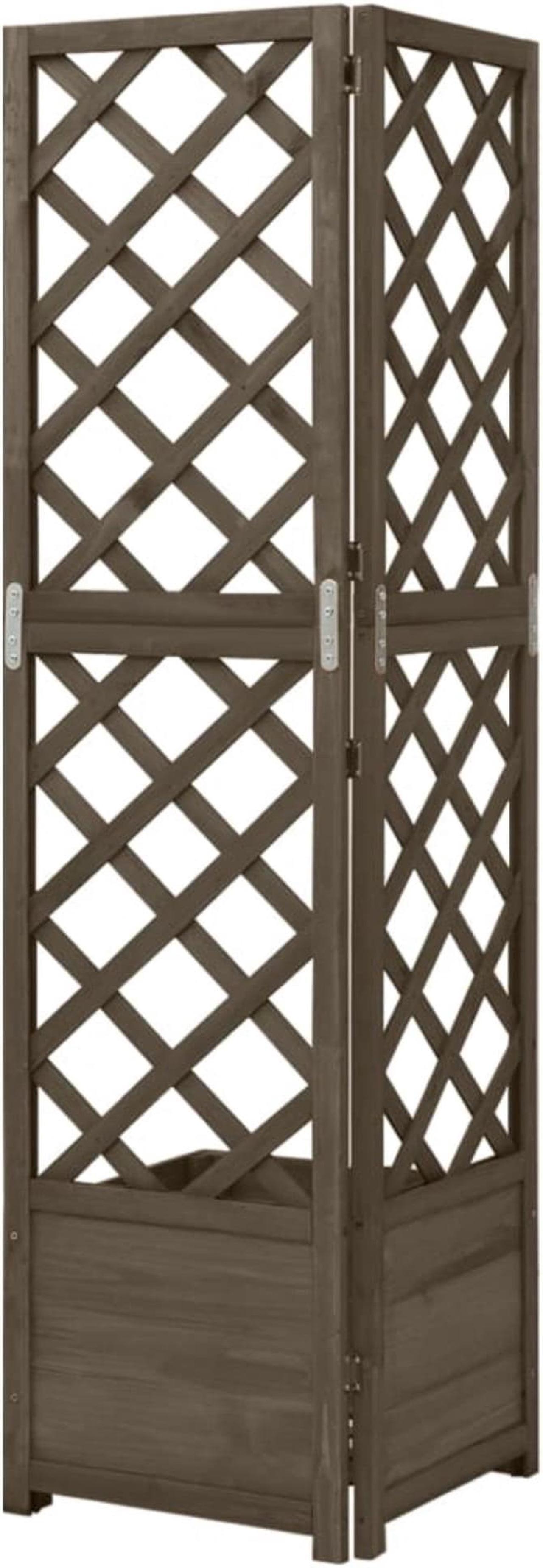 Alt view image 3 of 15 - vidaXL Corner Trellis Planter Gray 15.7"x15.7"x59" Solid Fir Wood