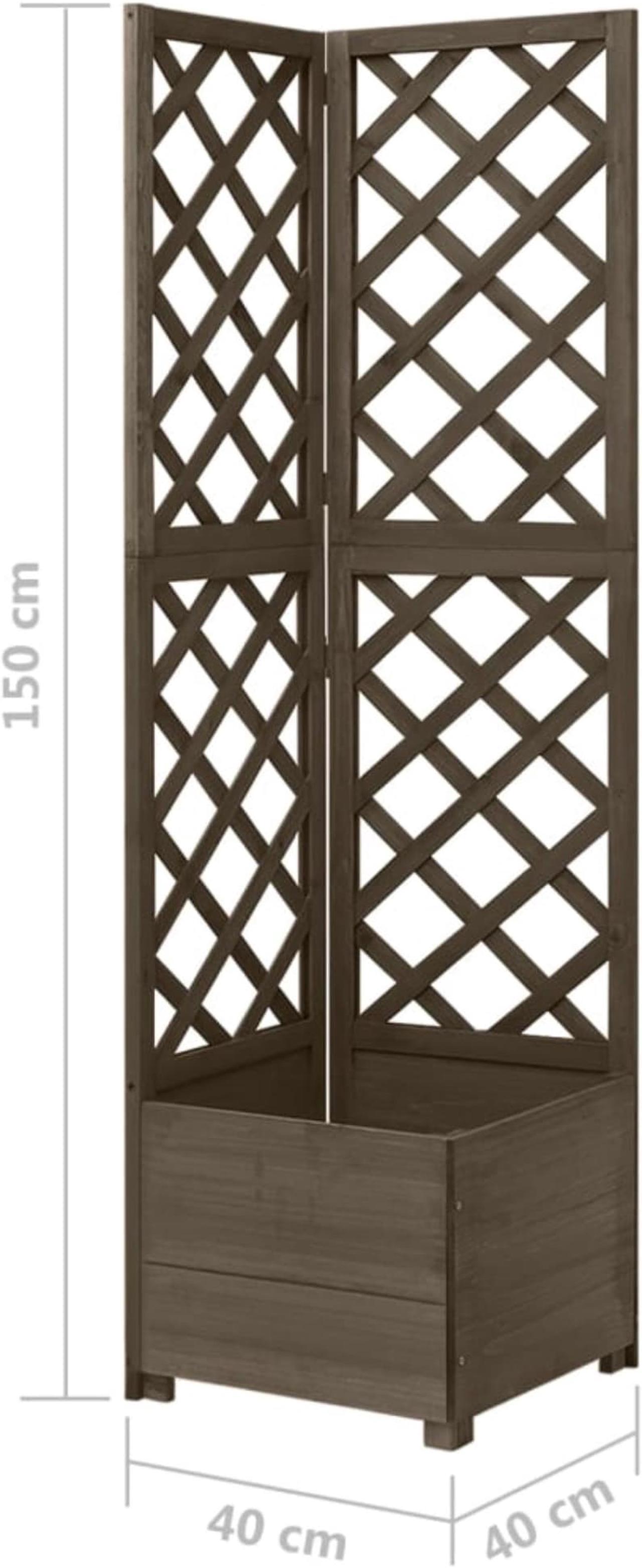 Alt view image 6 of 15 - vidaXL Corner Trellis Planter Gray 15.7"x15.7"x59" Solid Fir Wood