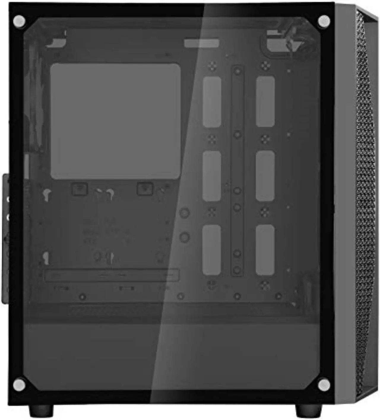 Alt view image 5 of 6 - ATX Case/120mm Black Fan x1 included/U3x2,U2x1,CTIA Audio x1/3.5"x1 + 2.5"x6/Aggressive Design /TG Side Panel /Black Steel Body and ABS Bazel