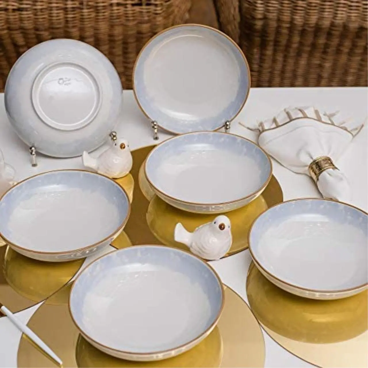 Alt view image 2 of 11 - Oxford Coup 6 Large Dinner 8.46" Soup Bowls in Blue and Yellow