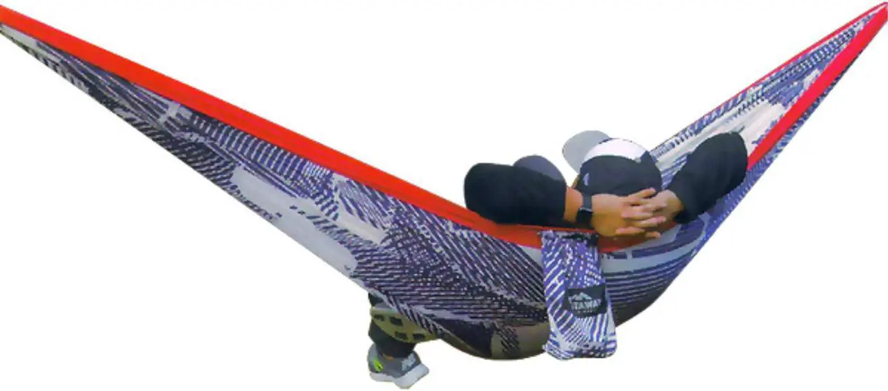 Alt view image 4 of 4 - Castaway Travel Hammocks Double Travel Hammock with Tree Straps Red/White/Blue