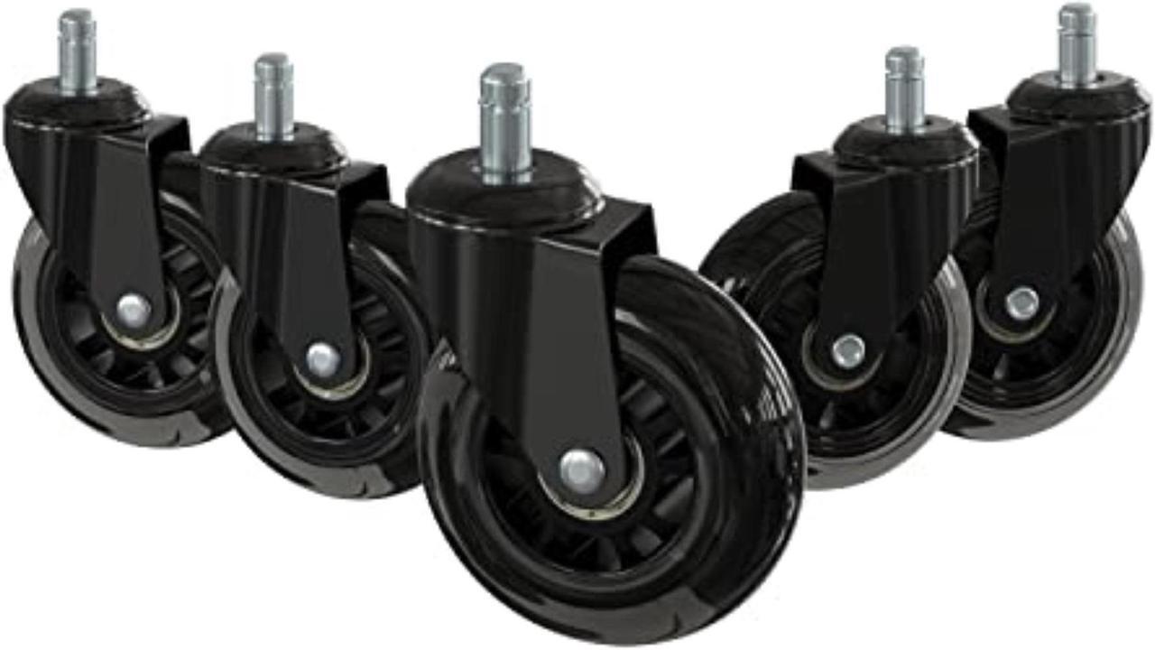 Alt view image 2 of 15 - Transparent Polyurethane Replacement Rollerblade Casters for Office Chairs - Rollerblade Wheels - Hardwood Floors & Carpet, Set of 5