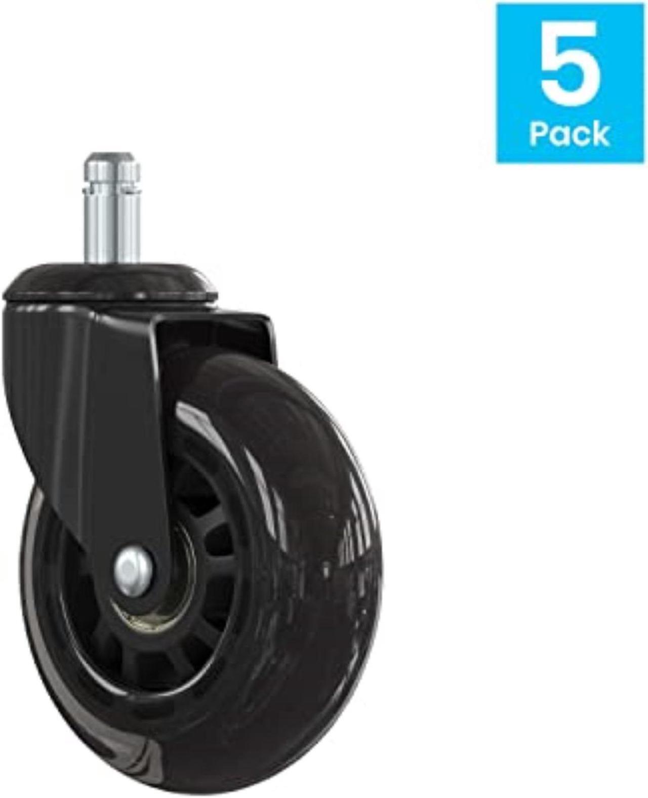 Main image of Transparent Polyurethane Replacement Rollerblade Casters for Office Chairs - Rollerblade Wheels - Hardwood Floors & Carpet, Set of 5