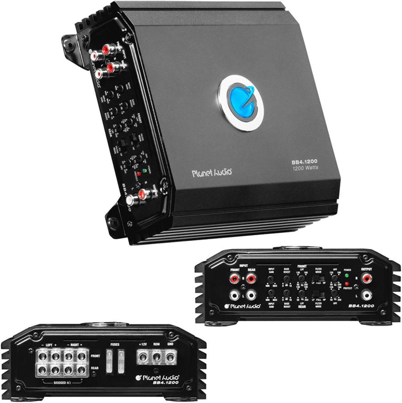 Alt view image 7 of 13 - Planet Audio BB1200.4 1200W 4 Channel Amplifier Amp with 8 Gauge Amp Kit