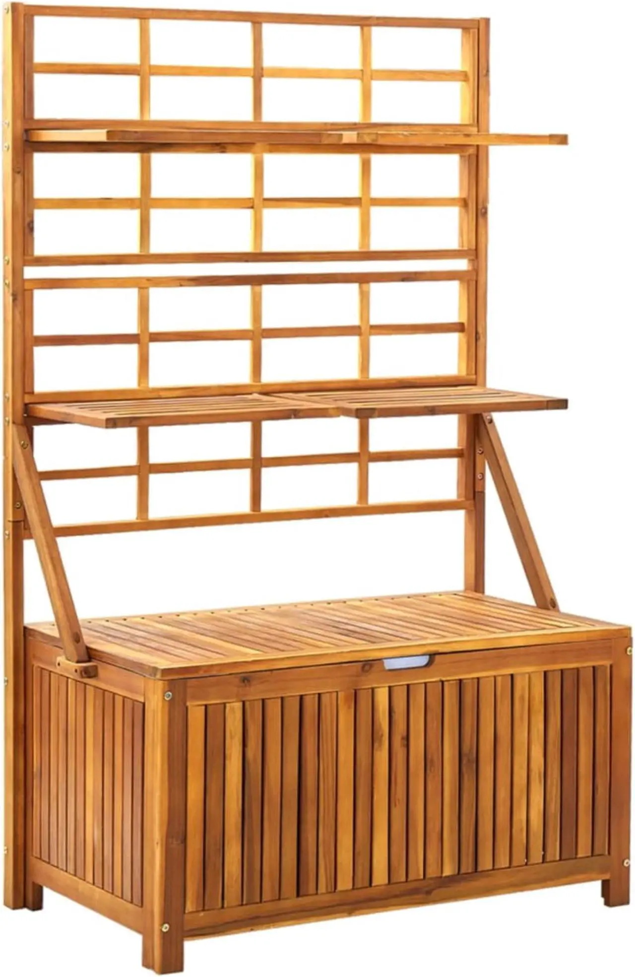 Main image of vidaXL Storage Box with Trellis 39"x21.7"x63" Solid Acacia Wood