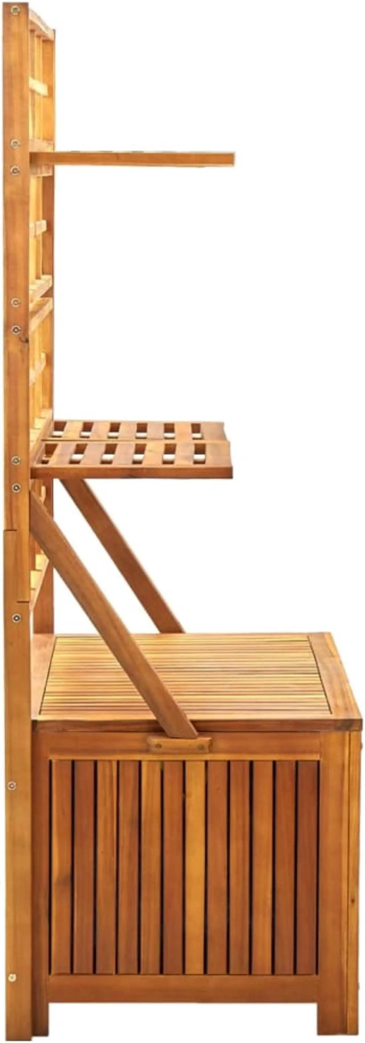 Alt view image 4 of 18 - vidaXL Storage Box with Trellis 39"x21.7"x63" Solid Acacia Wood