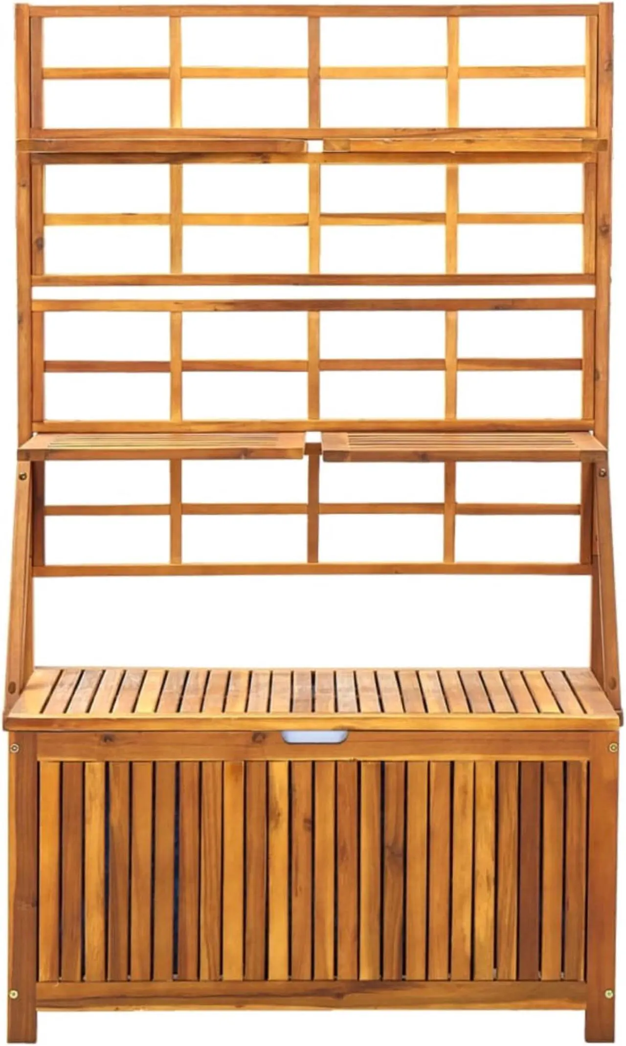 Alt view image 3 of 18 - vidaXL Storage Box with Trellis 39"x21.7"x63" Solid Acacia Wood