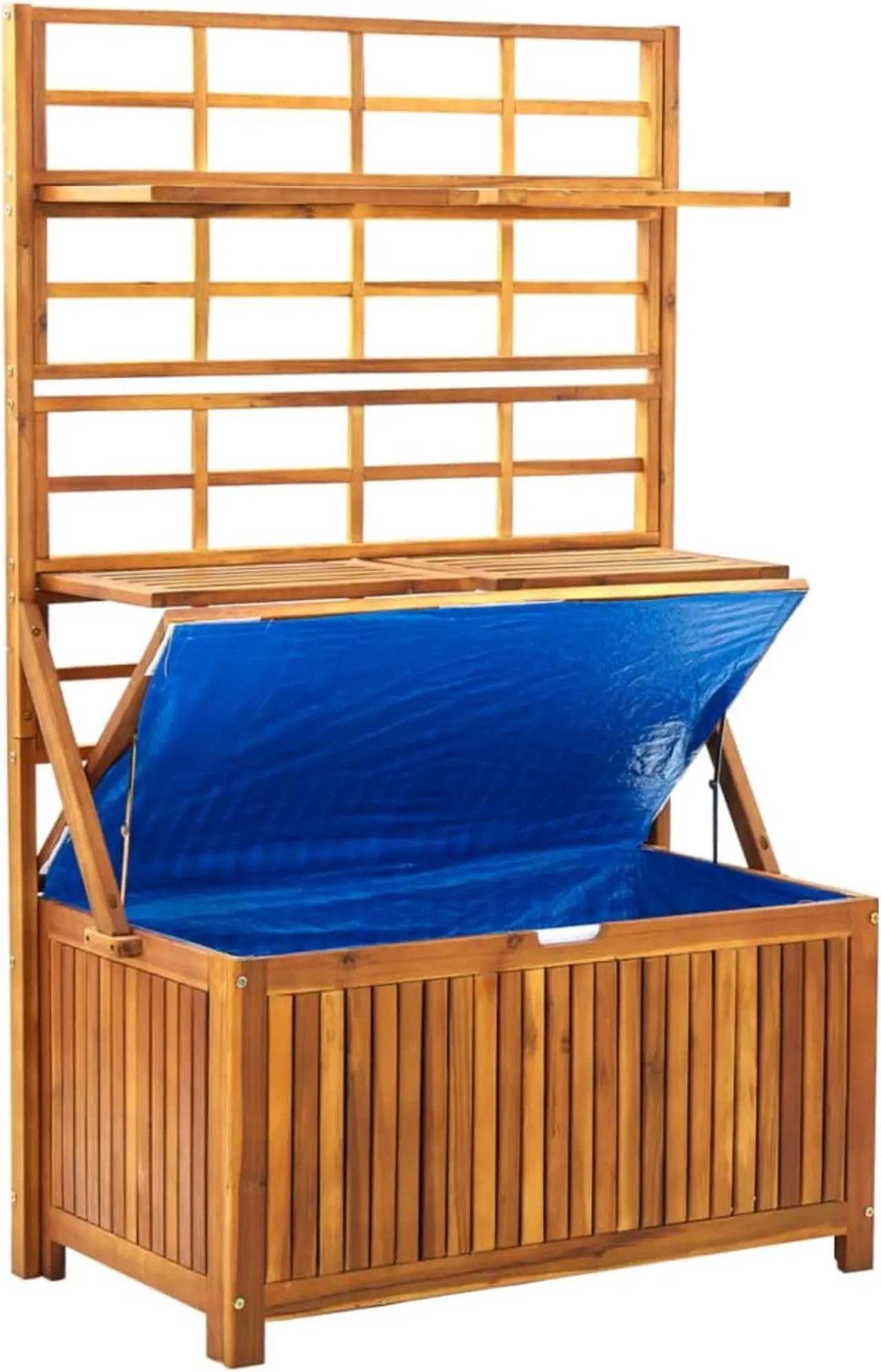 Alt view image 6 of 18 - vidaXL Storage Box with Trellis 39"x21.7"x63" Solid Acacia Wood