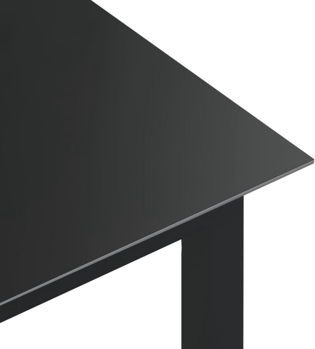 Alt view image 7 of 13 - vidaXL Patio Table Outdoor Dining Table with Glass Top Black Aluminum and Glass